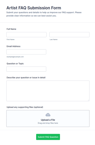 Artist FAQ Submission Form Template