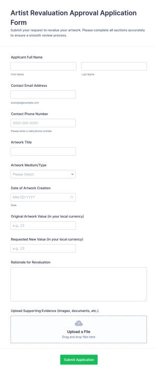 Artist Revaluation Approval Form Template