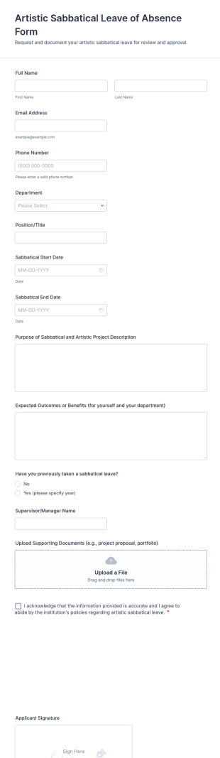 Artistic Sabbatical Leave Of Absence Form Template
