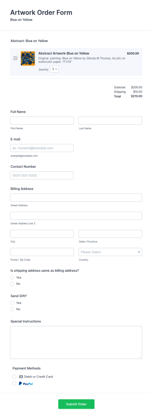 Artwork Order Form Template