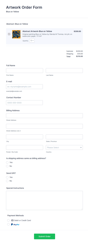 Artwork Order Form Template