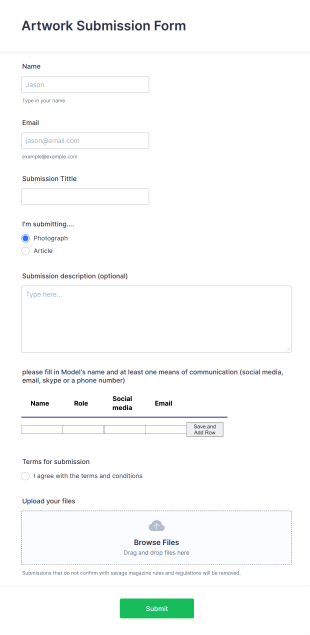 Image Submission Form Template