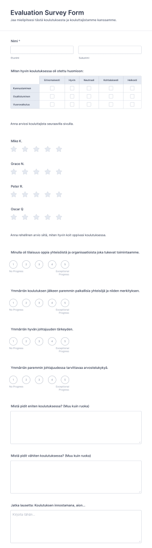 Arvionti Kyselylomake Form Template