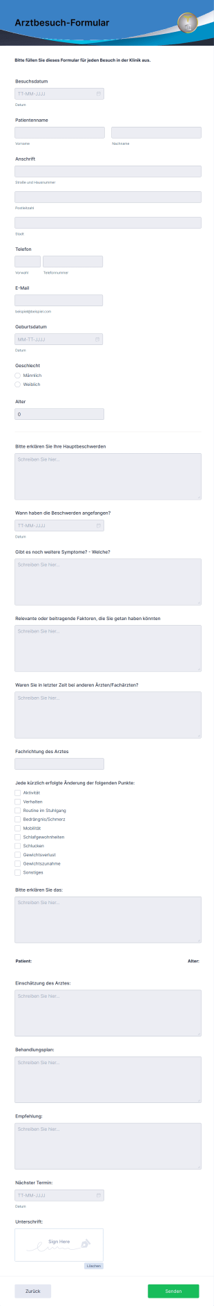 Arztbesuch Formular