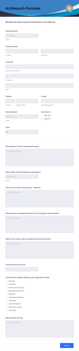 Arztbesuch Formular Form Template