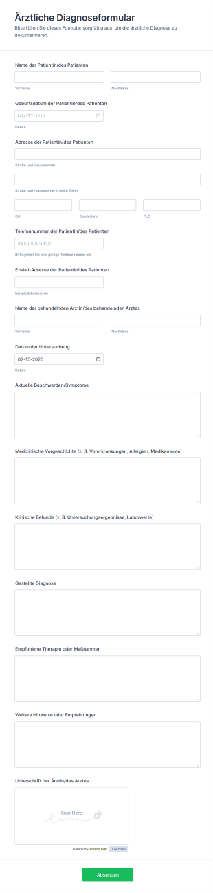 Ärztliche Diagnoseformular