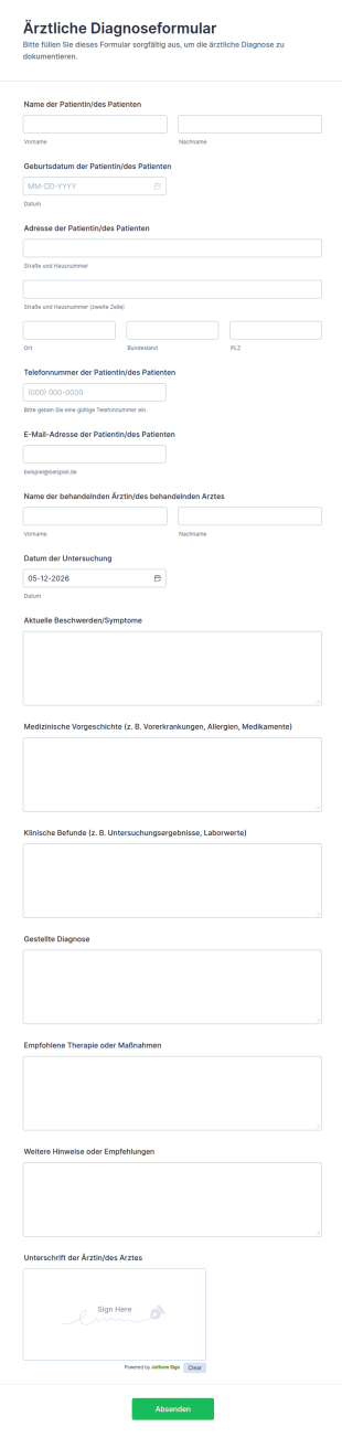 Ärztliche Diagnoseformular