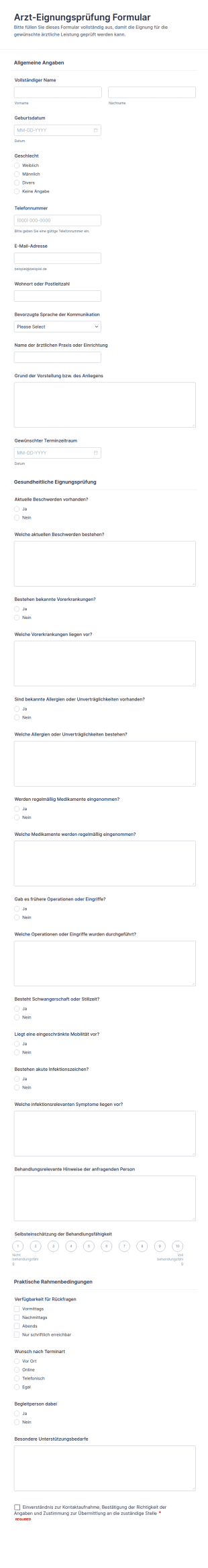 Ärztliche Eignungsprüfung Formular