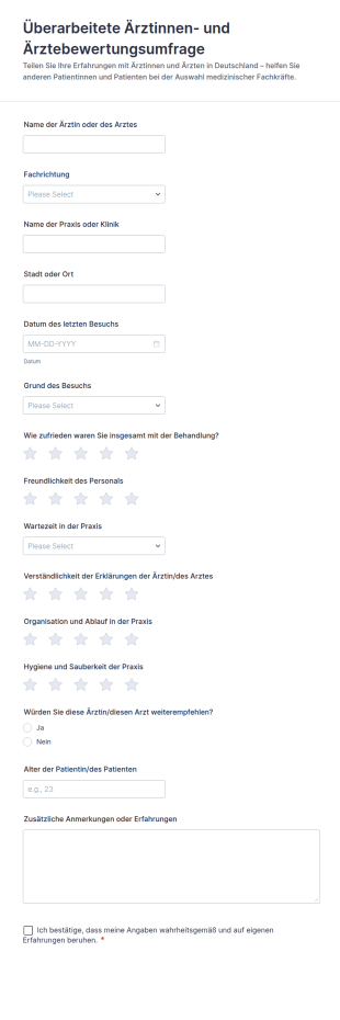 Ärztliche Überprüfung Formular