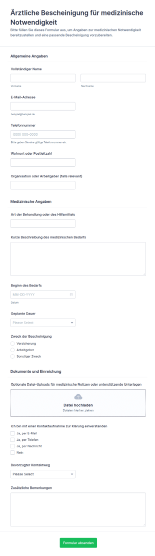 Ärztliches Notwendigkeitsformular