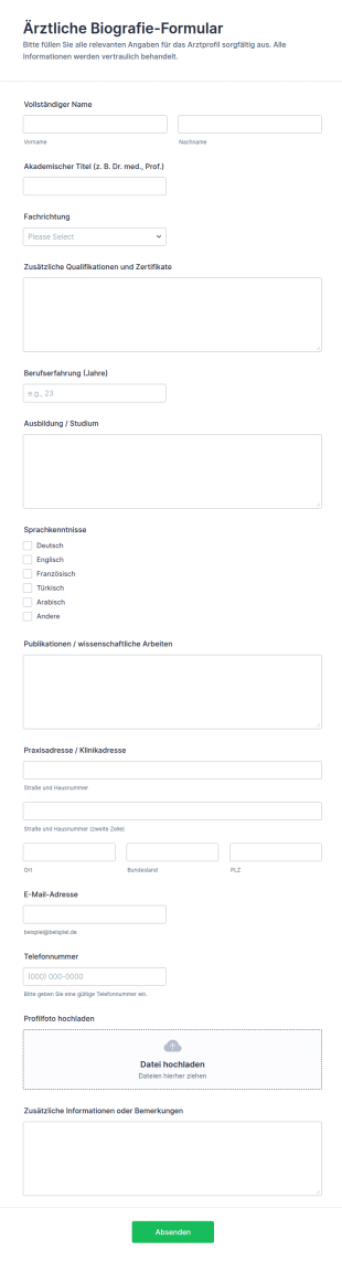 Arztprofil Erfassungsformular