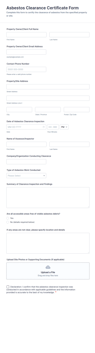 Asbestos Clearance Certificate Form Template