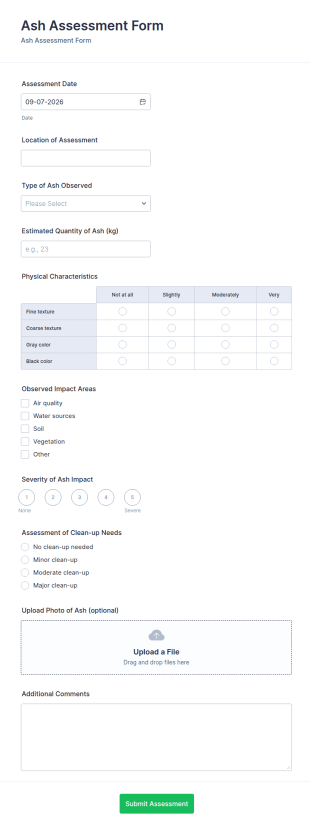 Ash Assessment Form Template