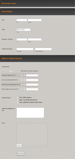 Aşı Onayı Form Şablonu