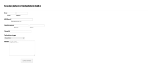 Asiakaspalvelu Tiedustelulomake