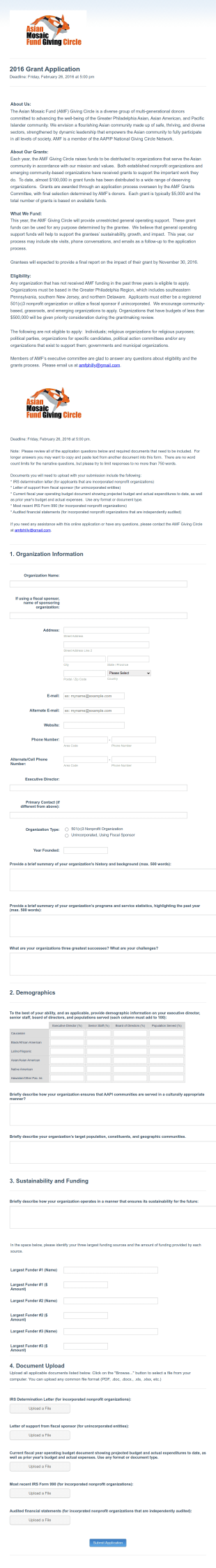 Fund Giving Application Form Template