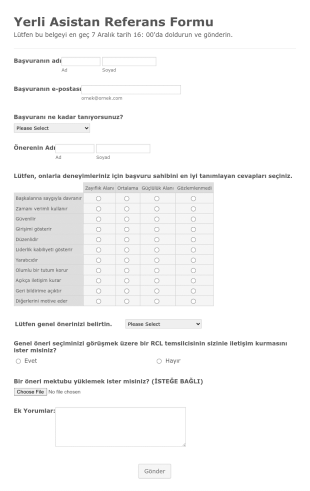 Asistan Referans Form Şablonu