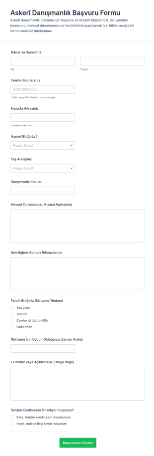 Asker Danışmanlık Form Şablonu