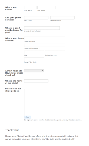ASR New Client Form Template