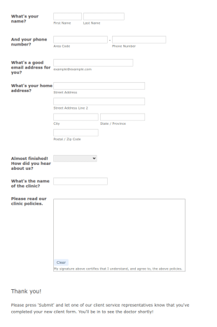 ASR New Client Form Template