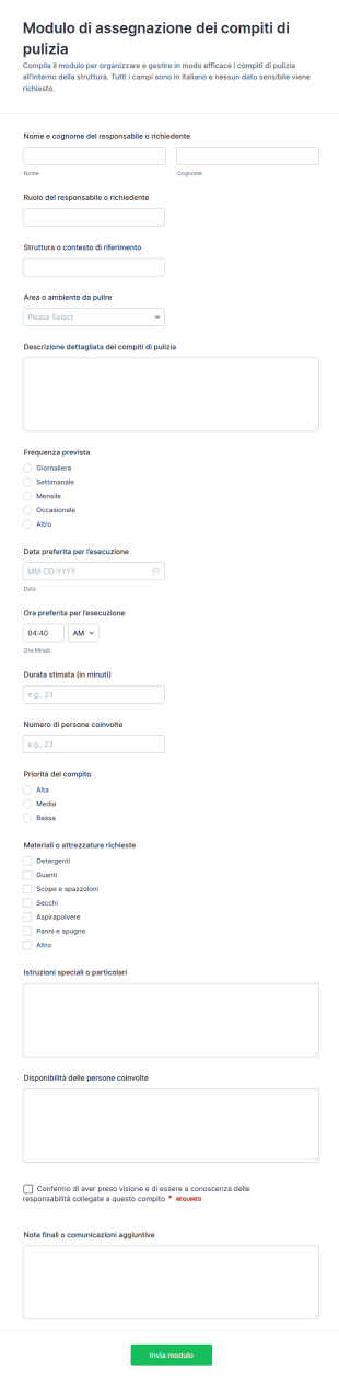 Assegnazione Attività Di Pulizia