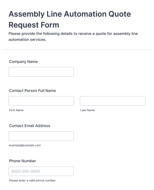 Assembly Line Automation Quote Request Form Template