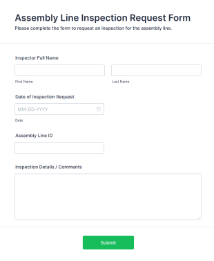 Assembly Line Inspection Request Form Template