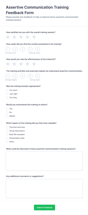 Assertive Communication Training Feedback Form Template