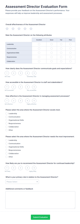Assessment Director Evaluation Form Template