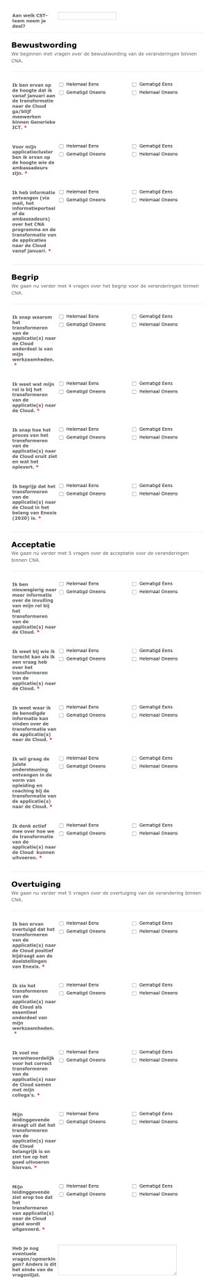 Beoordelingsformulier Van Gereedheid Voor Verandering Form Template