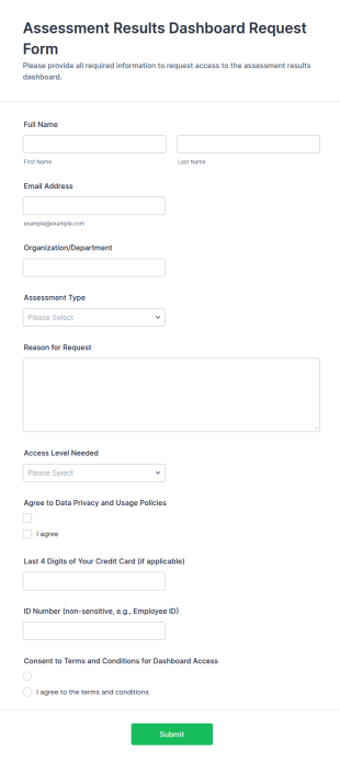 Assessment Results Dashboard Request Form Template