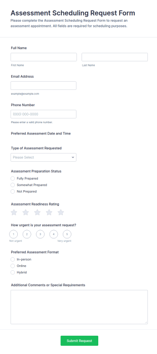Assessment Scheduling Request Form Template