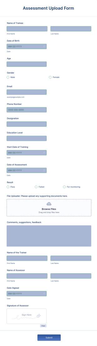 Assessment Upload Form Template