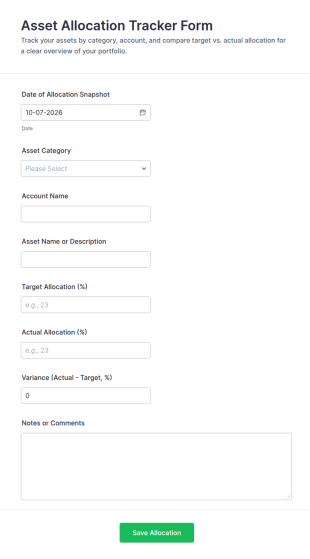 Asset Allocation Tracker Form Template
