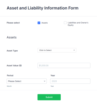 Asset And Liability Information Form Template