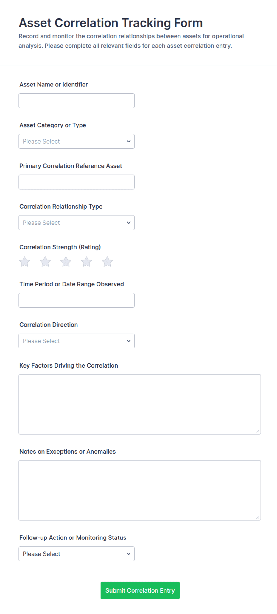Asset Correlation Tracking Form Template | Jotform