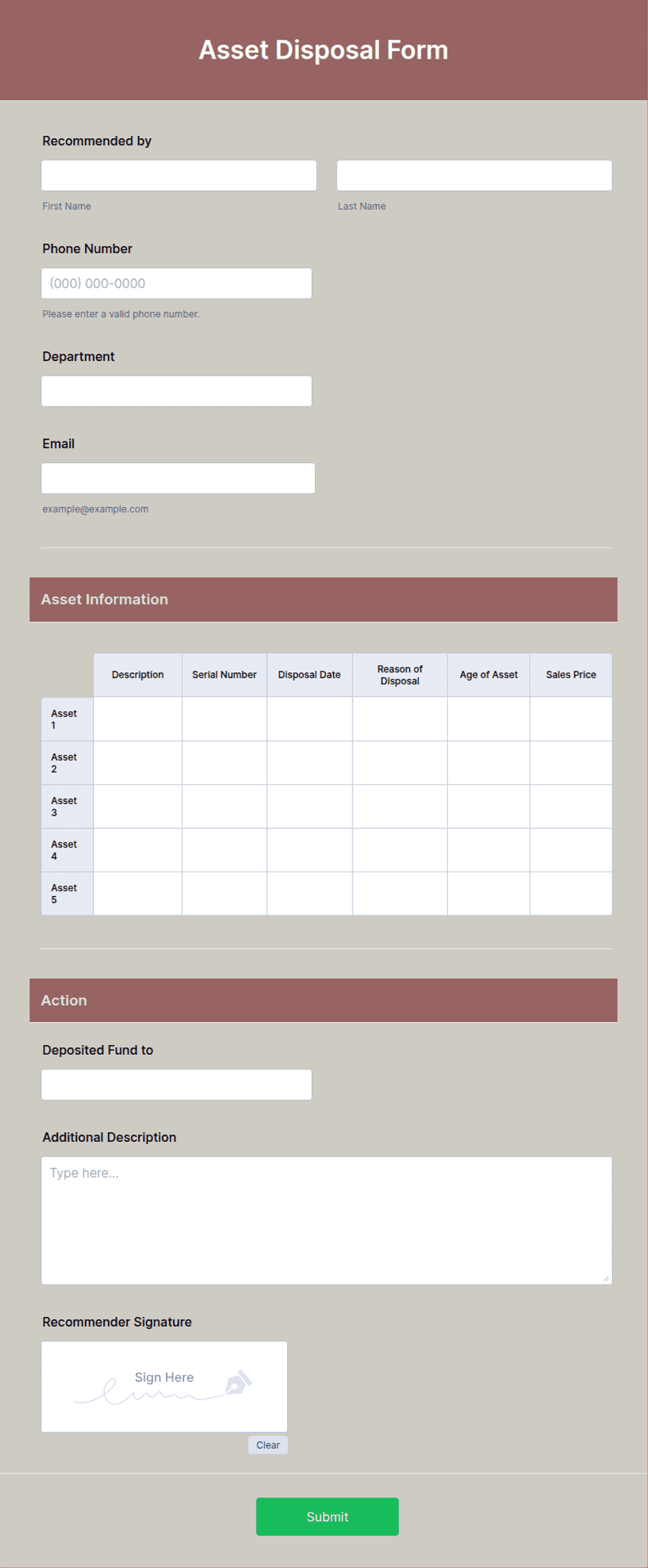 Asset Disposal Form.pdf Asset Disposal Form Template | Jotform
