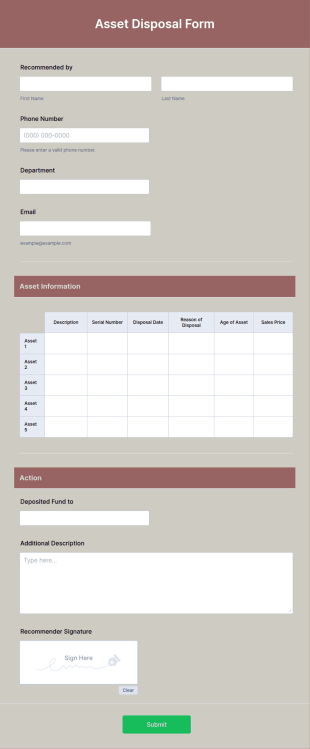 Asset Disposal Form Template