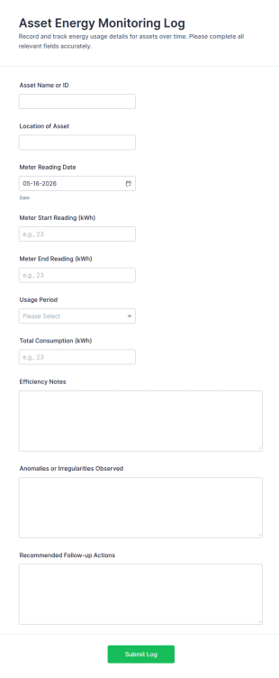 Asset Energy Monitoring Log Form Template