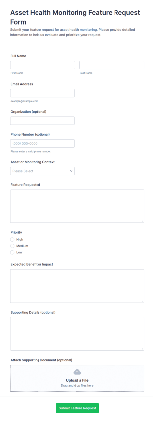 Asset Health Monitoring Feature Request Form Template