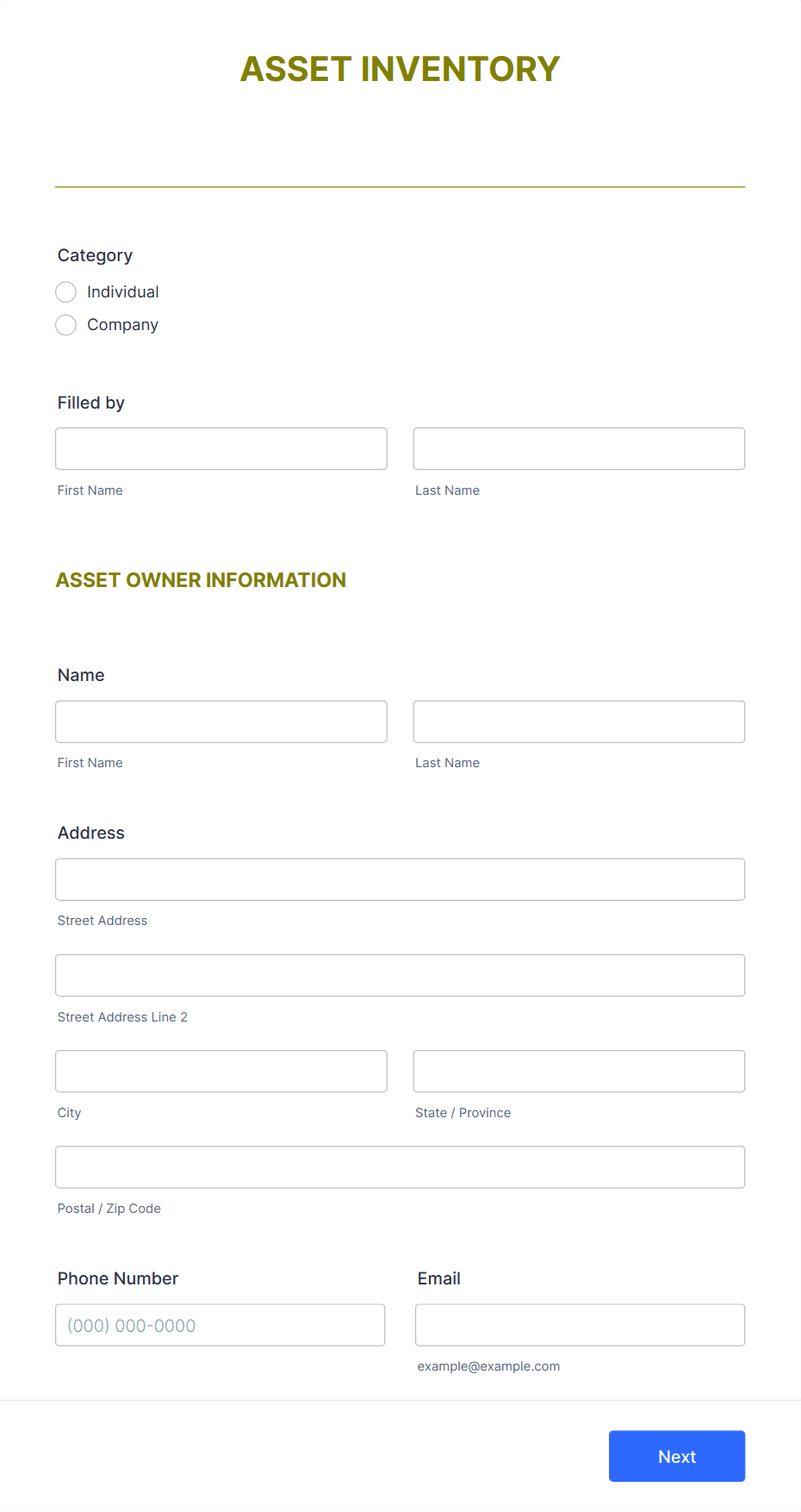 Asset Inventory Form Template | Jotform
