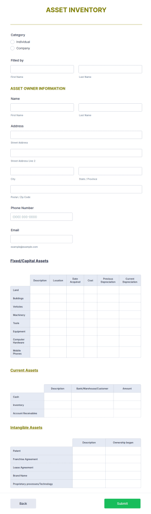 Asset Inventory Form Template