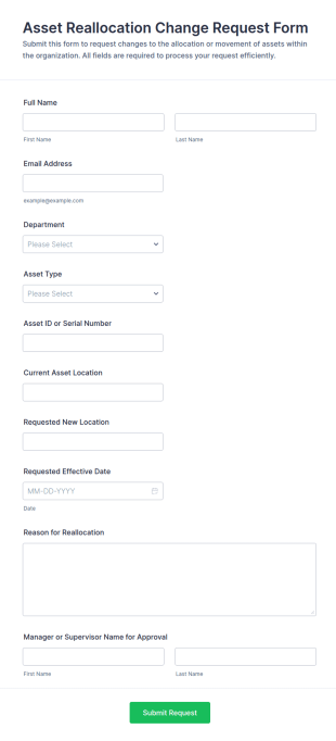 Asset Reallocation Change Request Form Template