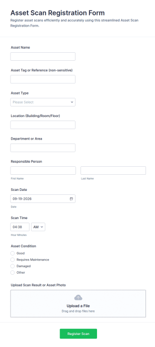 Asset Scan Registration Form Template