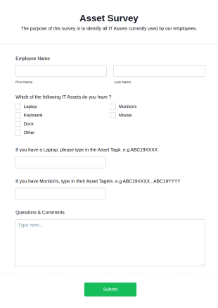 Asset Survey Form Template