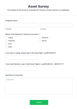 Asset Survey Form Template