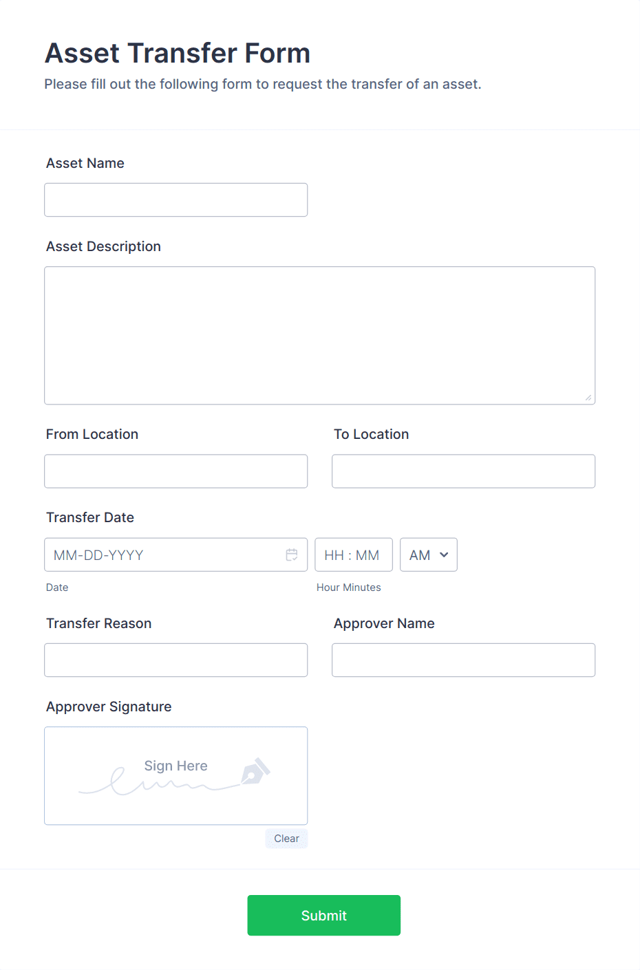 Asset Transfer Form Template | Jotform