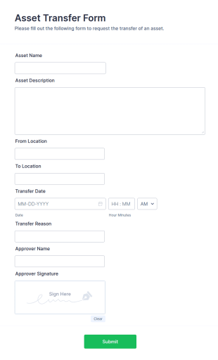 Asset Transfer Form Template