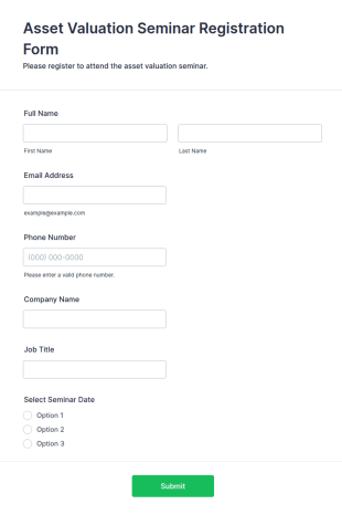 Asset Valuation Seminar Registration Form Template