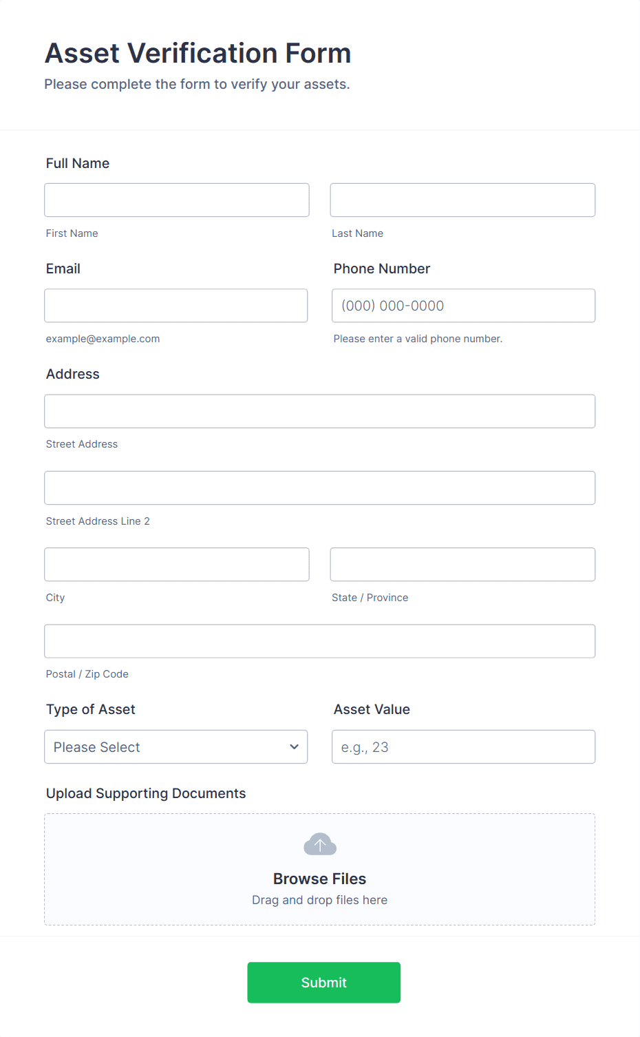Asset Verification Form Template | Jotform